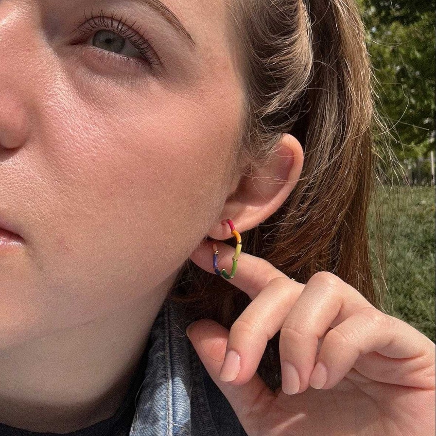 Local Eclectic Weekend Vibes Enamel Rainbow Hoops