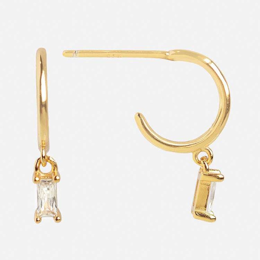 Local Eclectic Baguette Huggie Hoop Earrings