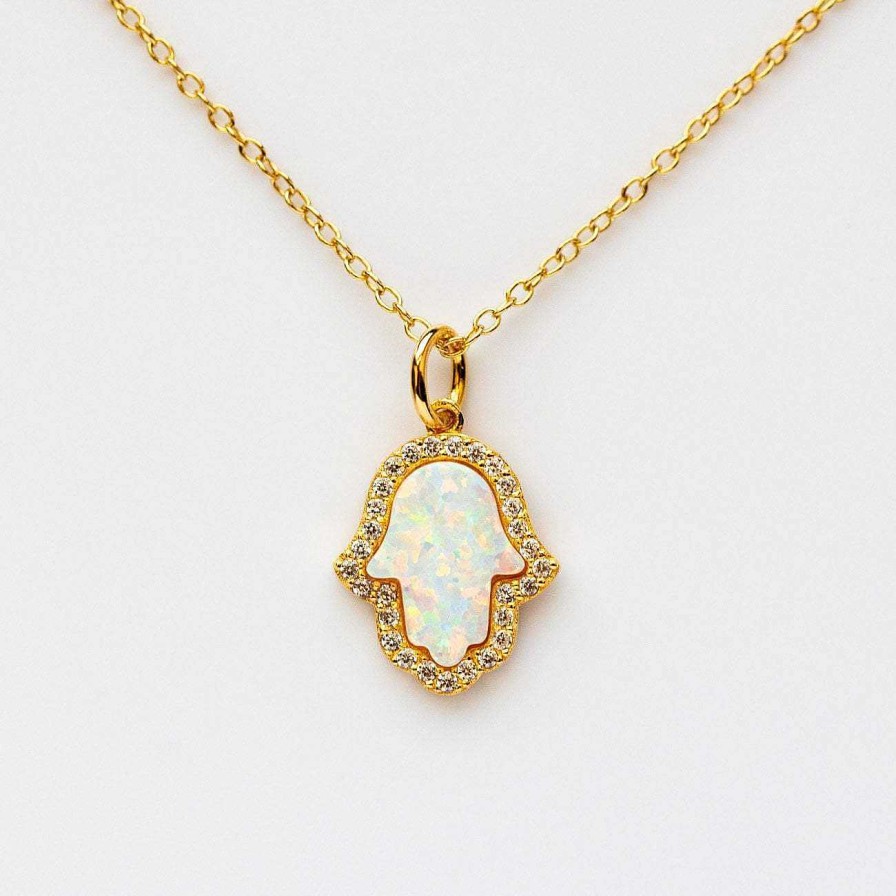 Local Eclectic Hamsa Opal Necklace