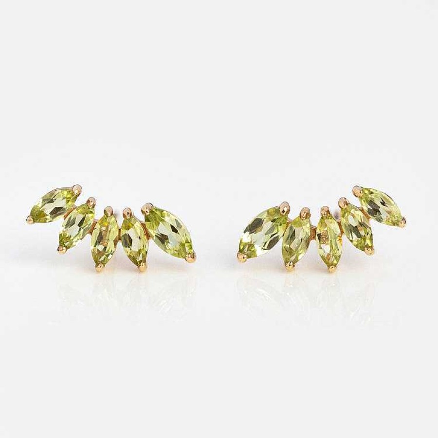 Local Eclectic Solid Gold August Capsule Peridot Climber Earrings