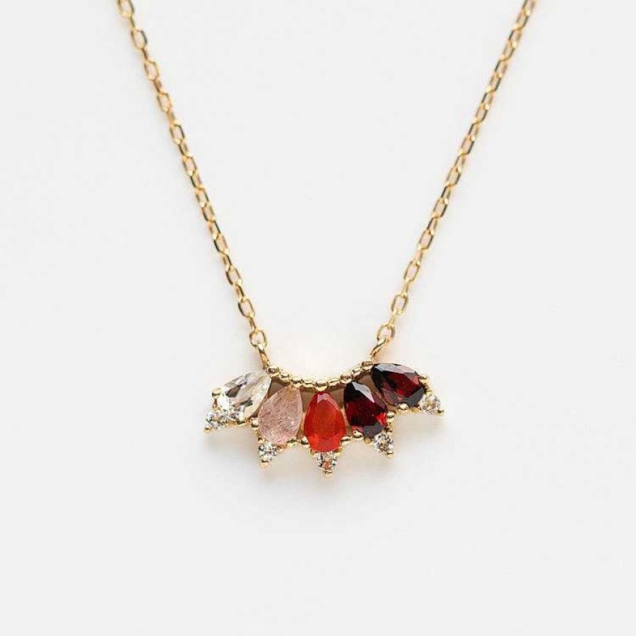 Local Eclectic Solid Gold Ombre Birthstone Necklace