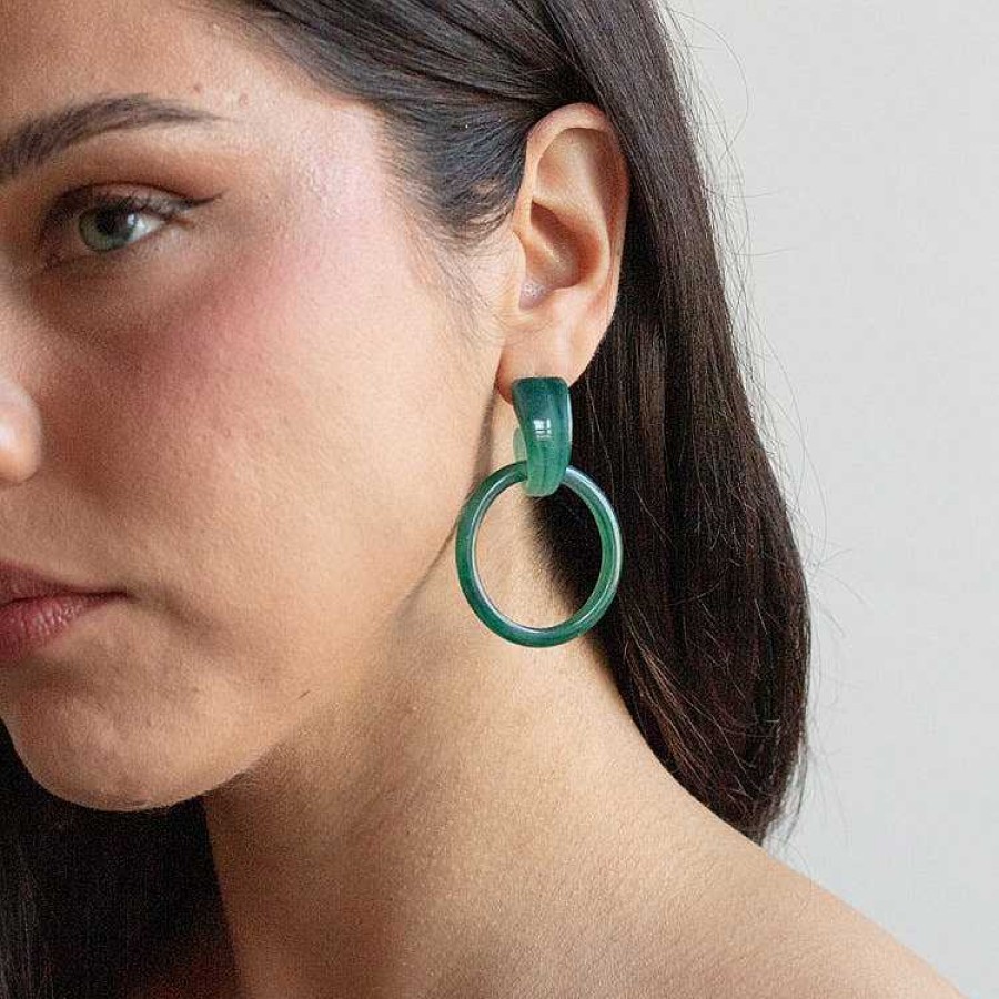 Local Eclectic Milly Hoops In Jade