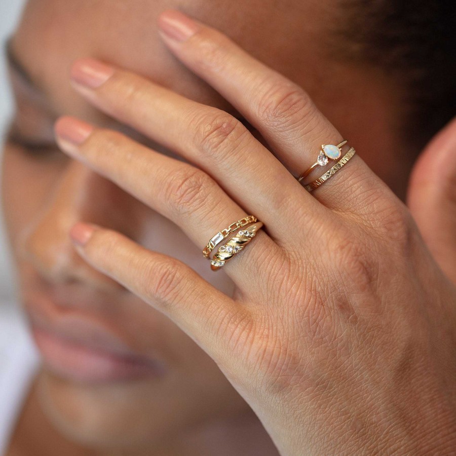 Local Eclectic Solid Gold Opal Toi Et Moi Ring