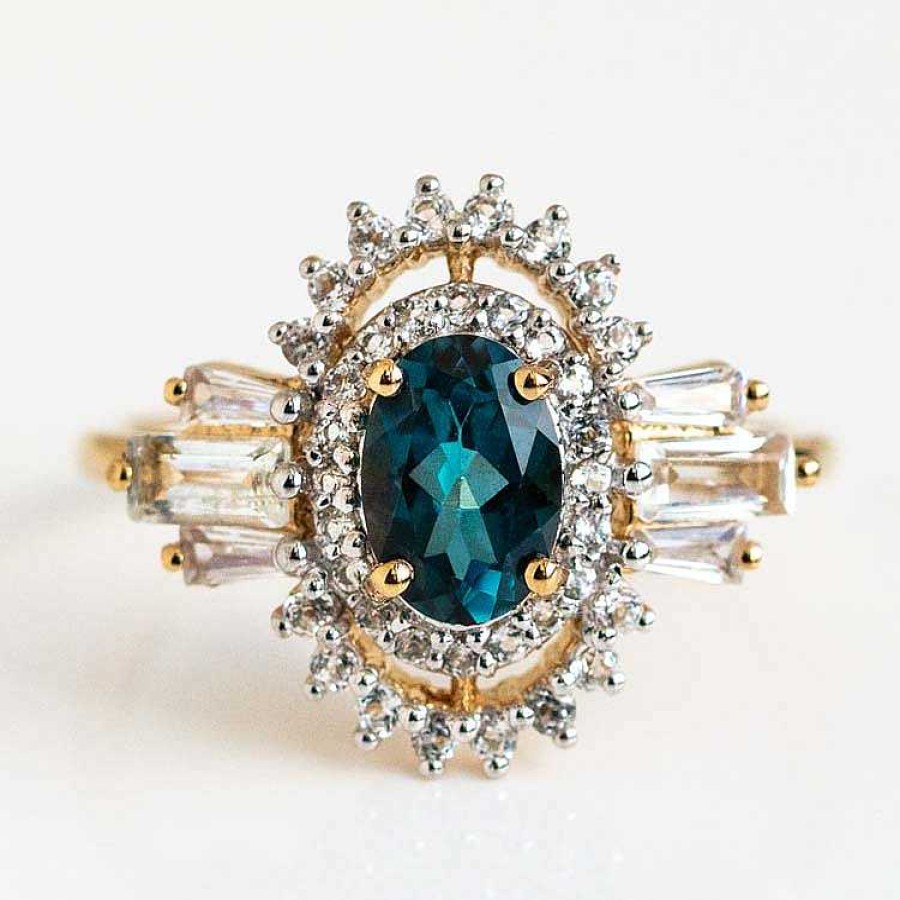 Local Eclectic Luxe London Blue Topaz & White Topaz Ring