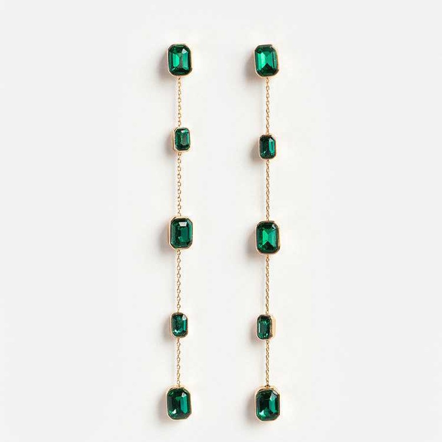 Local Eclectic Iconic Emerald Crystal Dangle Earrings