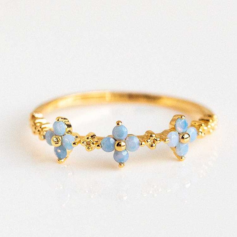 Local Eclectic Blue Blossom Love Ring