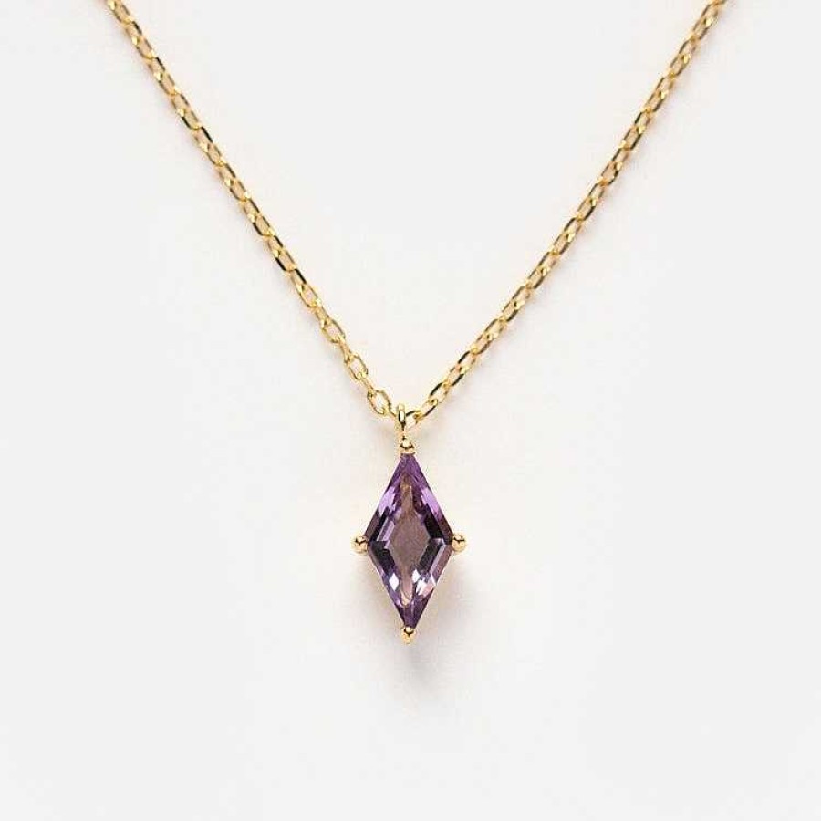 Local Eclectic Solid Gold February Capsule Amethyst Kite Necklace