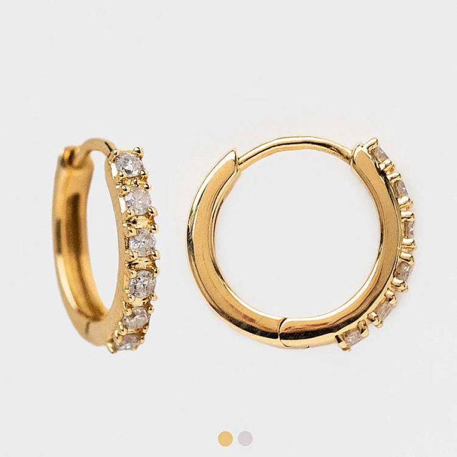 Local Eclectic Solid Gold Diamond Huggie Hoops