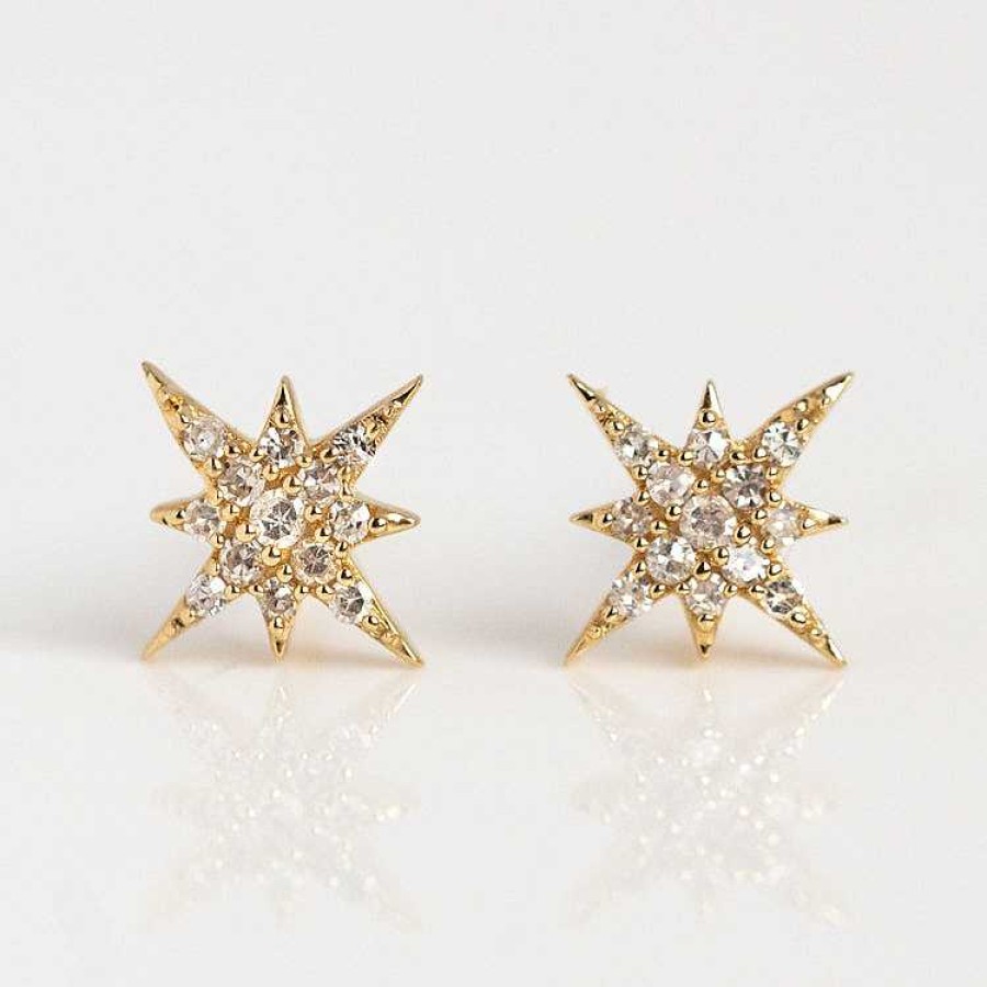 Local Eclectic Solid Gold Diamond Starlight Studs