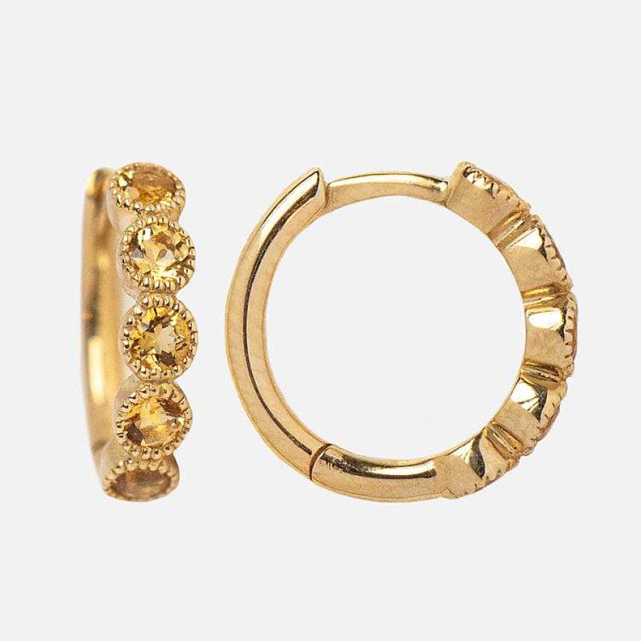 Local Eclectic Solid Gold November Capsule Citrine Huggie Hoops