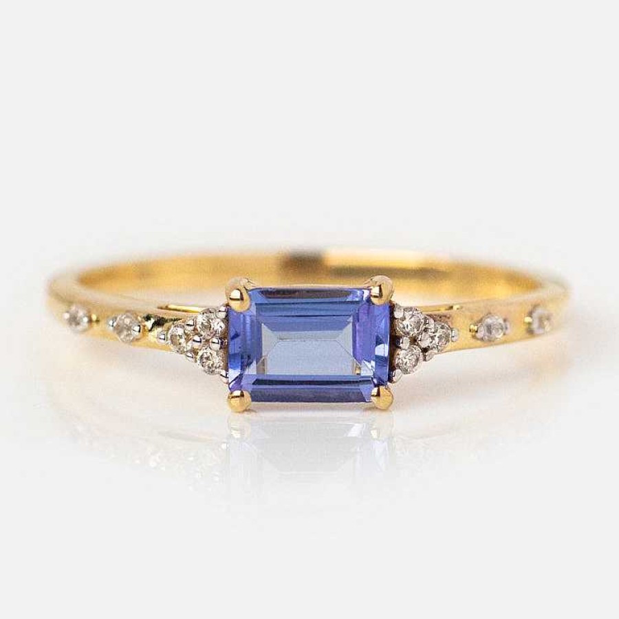 Local Eclectic Solid Gold December Capsule Tanzanite Baguette Ring