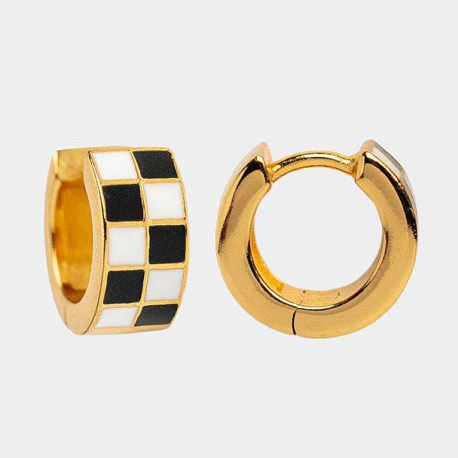 Local Eclectic Checkered Huggie Earrings