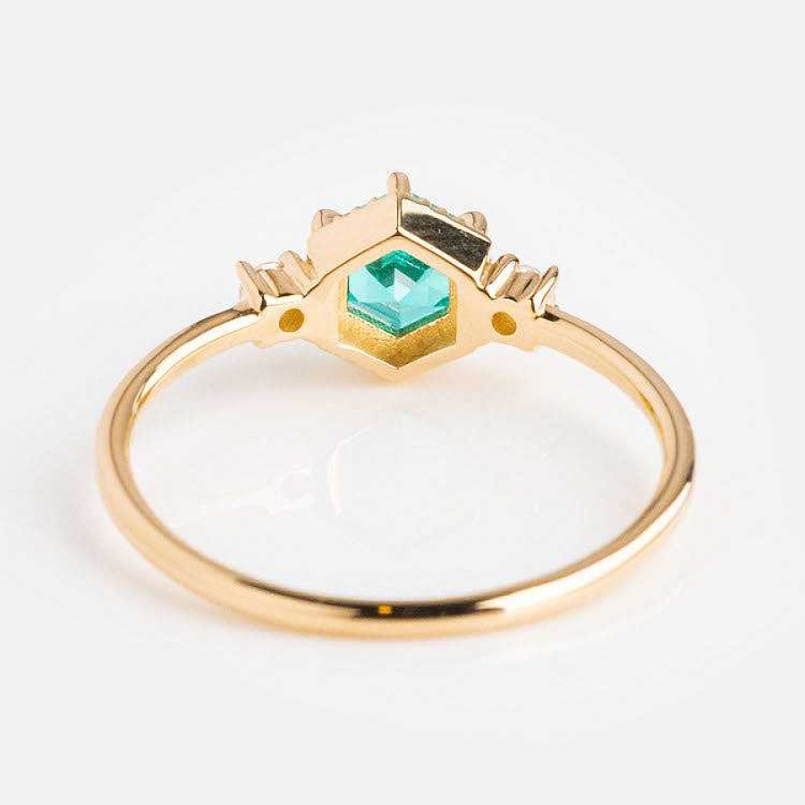 Local Eclectic 14Kt Gold Oceanic Moissanite Ring