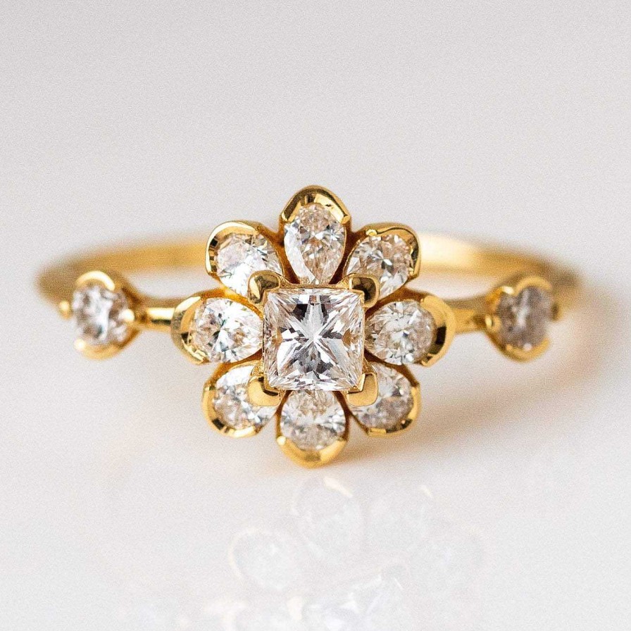 Local Eclectic Flower Diamond Engagement Ring