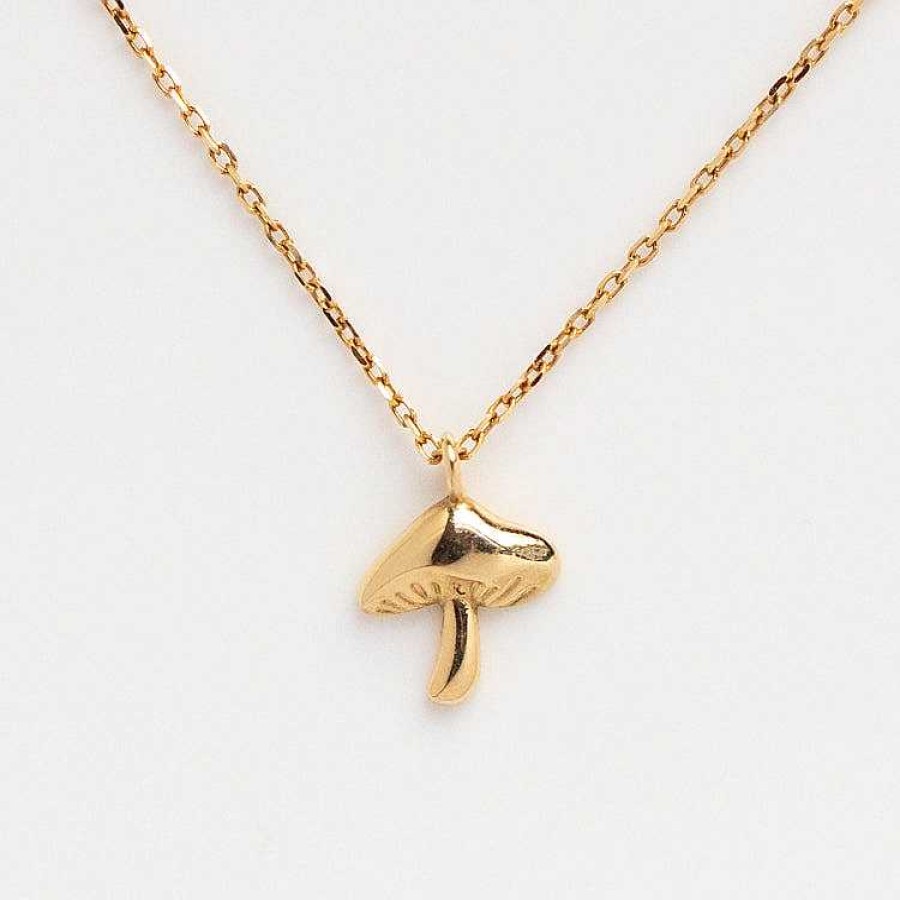 Local Eclectic Solid Gold Mushroom Necklace