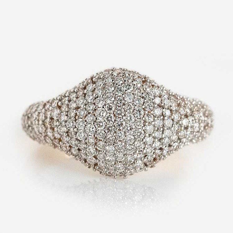 Local Eclectic 14K Solid Gold Pave Diamond Statement Ring