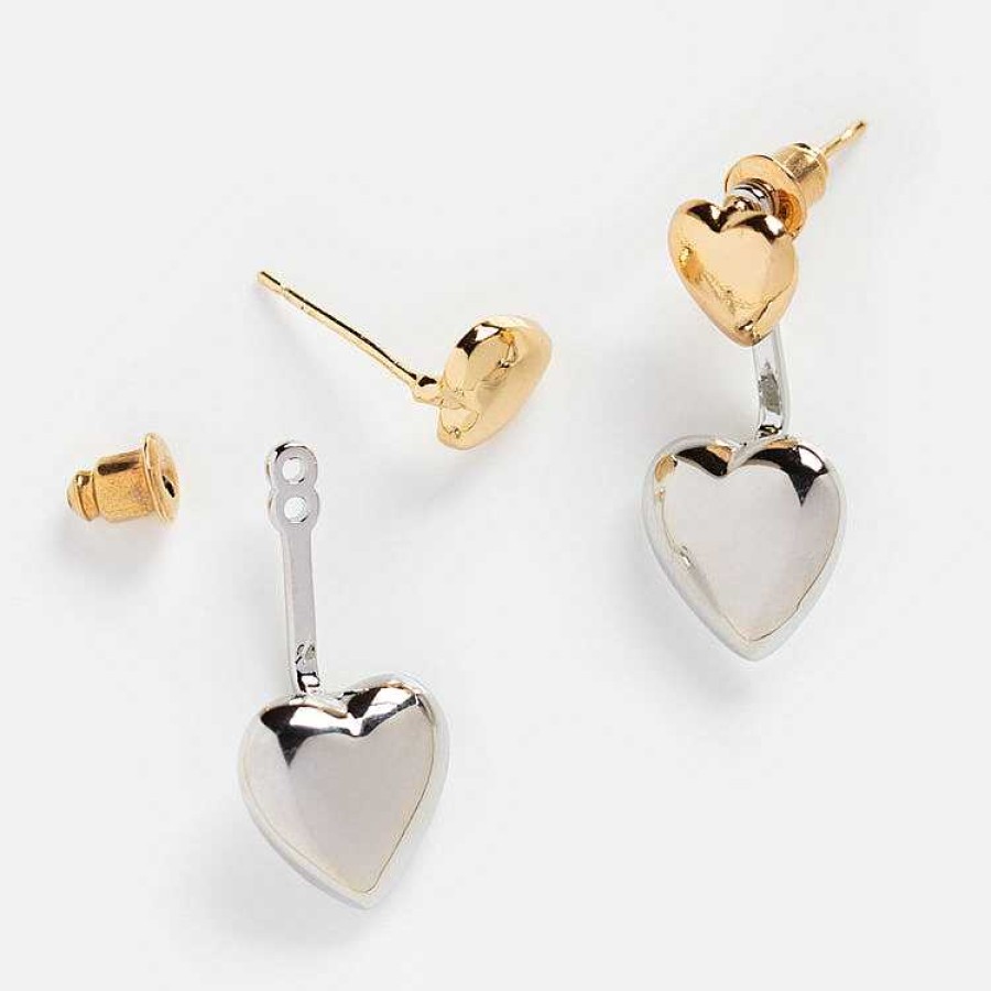 Local Eclectic Evalina Mixed Metal Heart Drop Studs