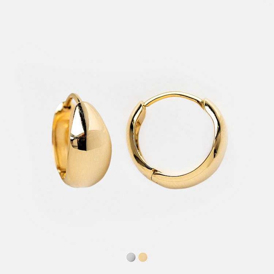 Local Eclectic Solid Gold Chunky Huggie Hoops