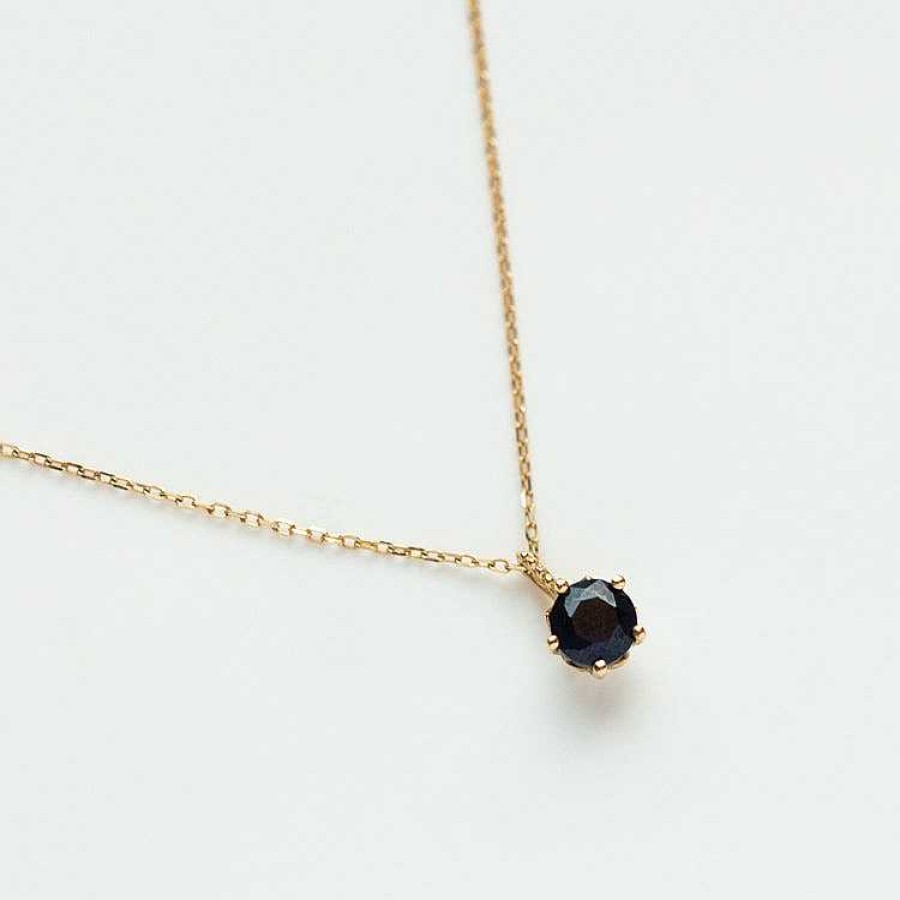 Local Eclectic Solid Gold Blue Sapphire New Moon Necklace For Intuition