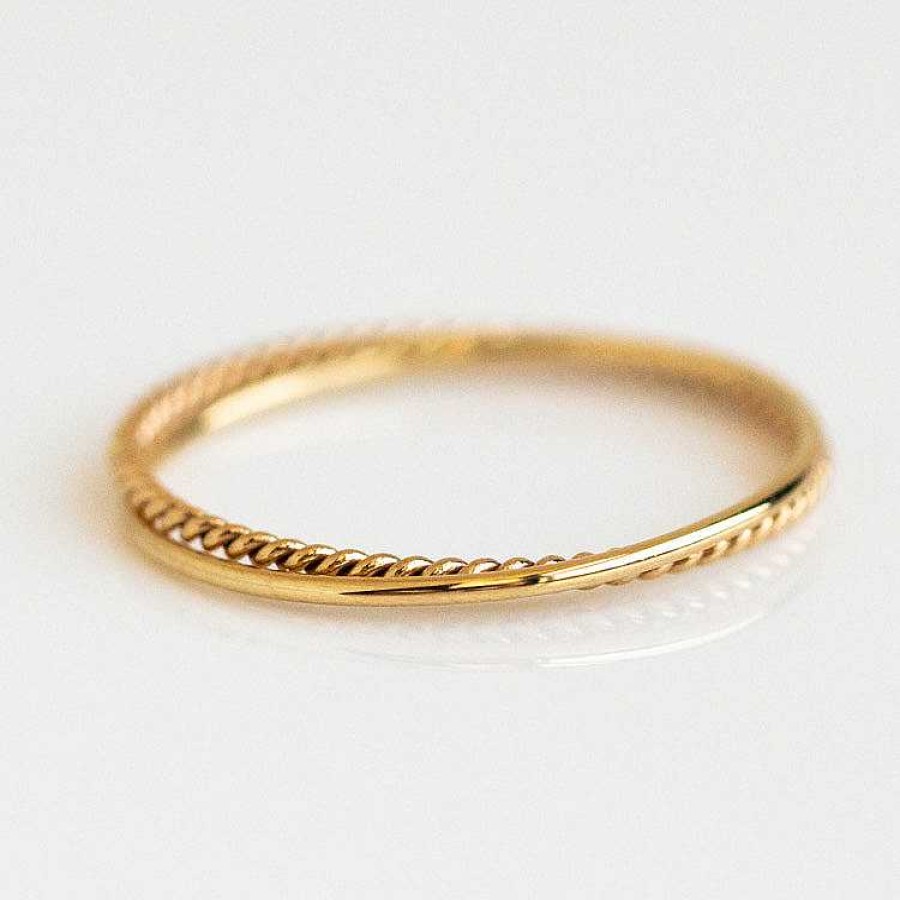 Local Eclectic Solid Gold Crossover Ring Set