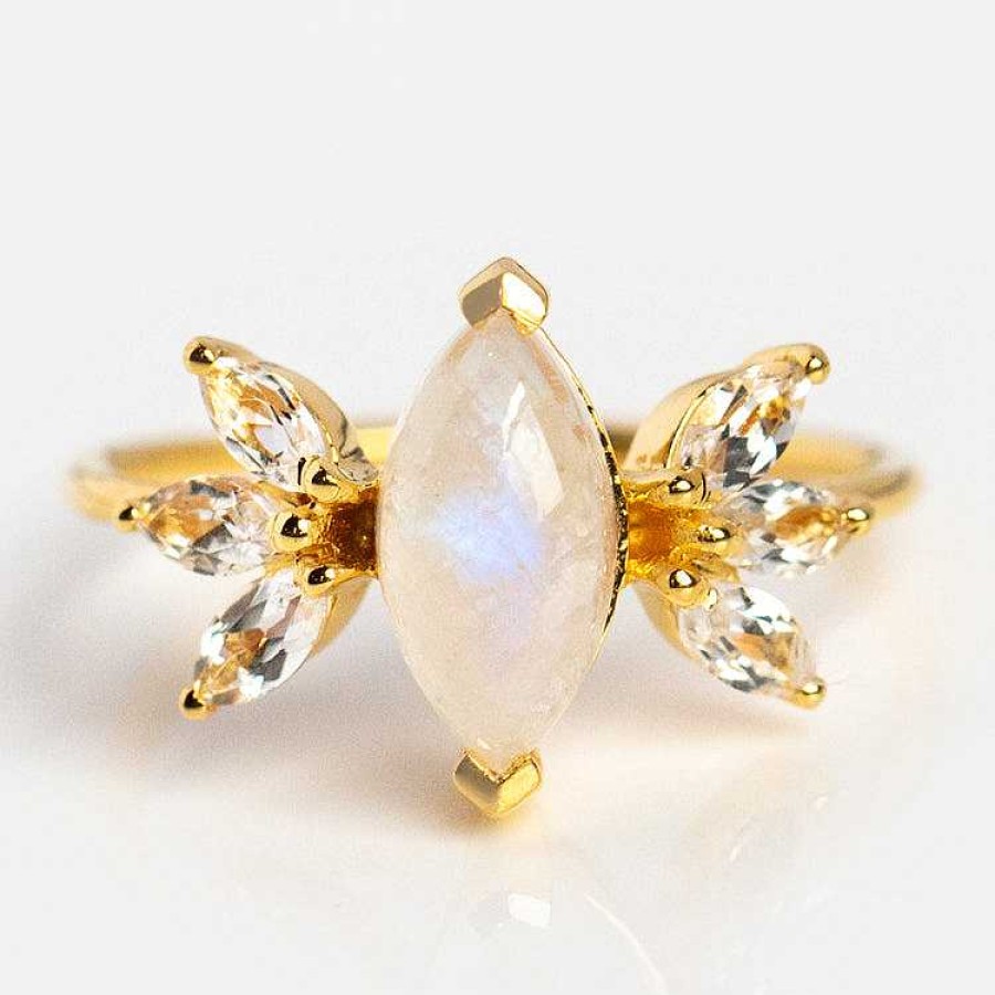 Local Eclectic Gemstone Firefly Ring In Moonstone