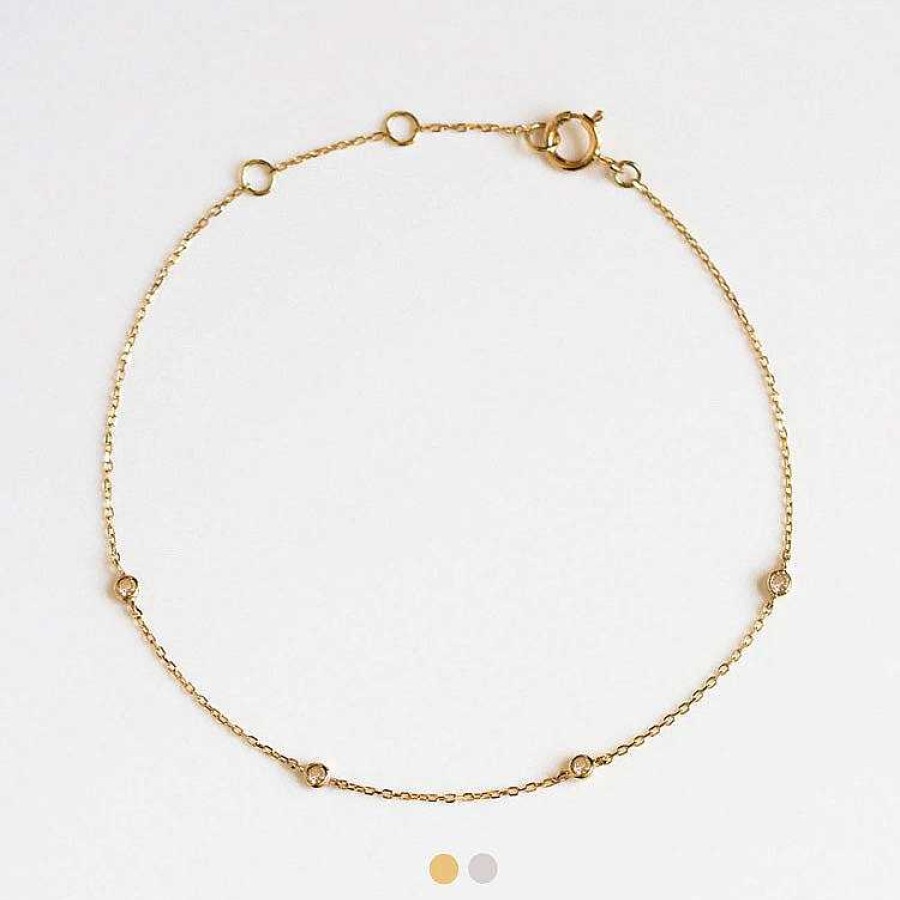 Local Eclectic Solid Gold Simple Diamond Chain Bracelet