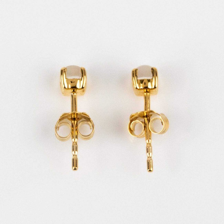 Local Eclectic Solid Gold Moonstone Studs