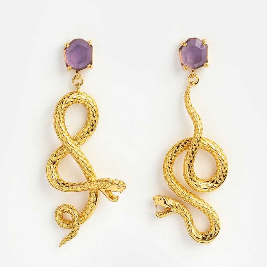 Local Eclectic Awaken Amethyst Snake Earrings