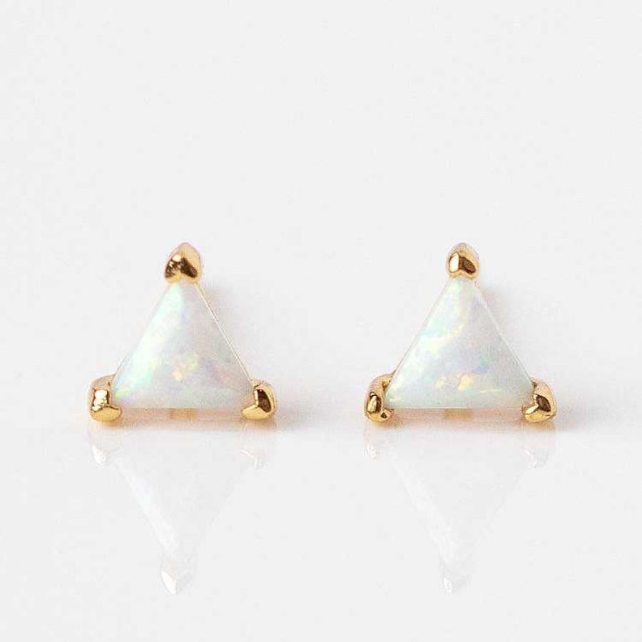 Local Eclectic Iridescent Opal Triangle Studs