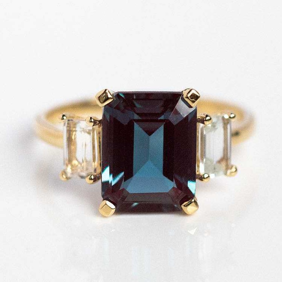 Local Eclectic The Sophisticate Lab Alexandrite And White Topaz Ring