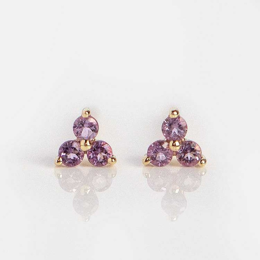 Local Eclectic Solid Gold February Capsule Amethyst Trio Studs