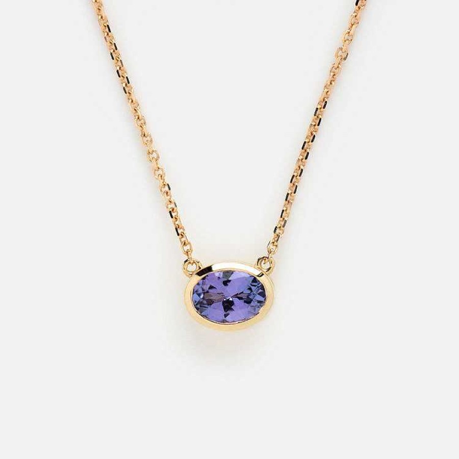 Local Eclectic Solid Gold December Capsule Tanzanite Bezel Set Necklace