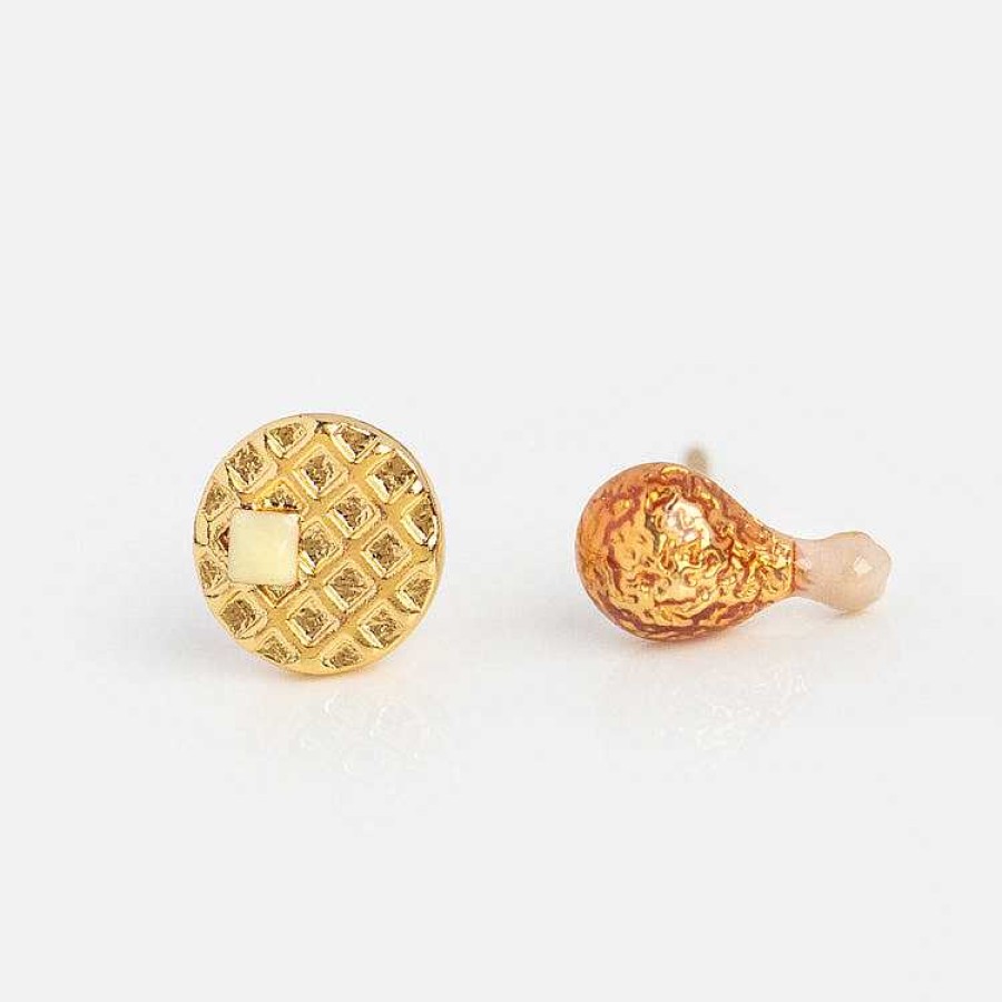 Local Eclectic Chicken And Waffle Stud Earrings