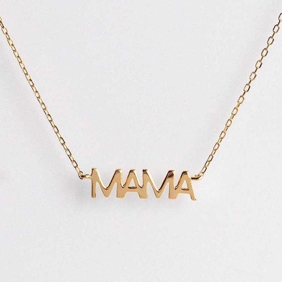 Local Eclectic Solid Gold Mama Necklace