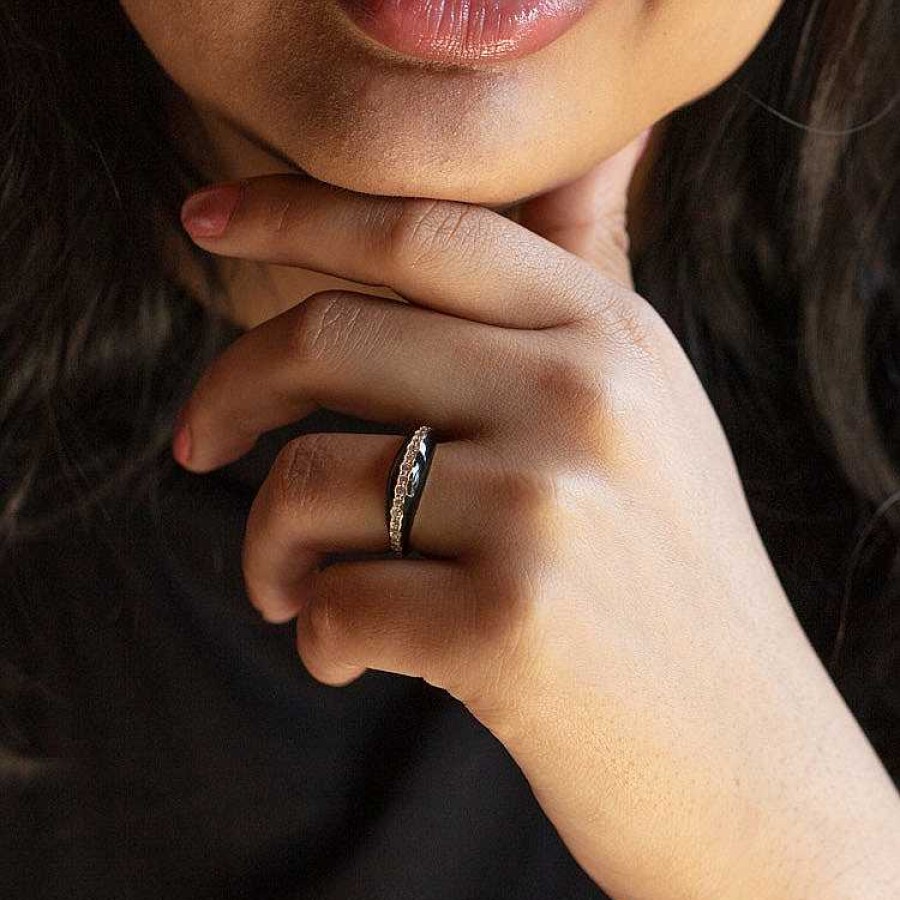 Local Eclectic Free Spirit Black Enamel Ring