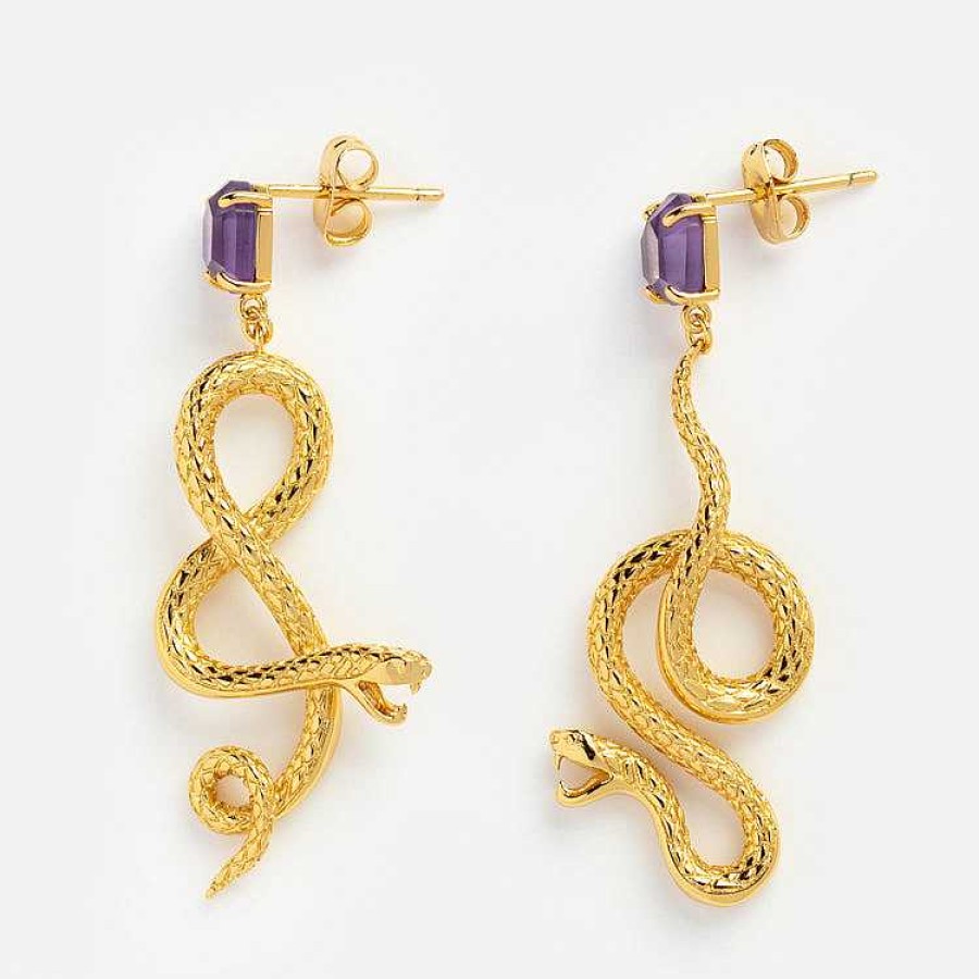 Local Eclectic Awaken Amethyst Snake Earrings