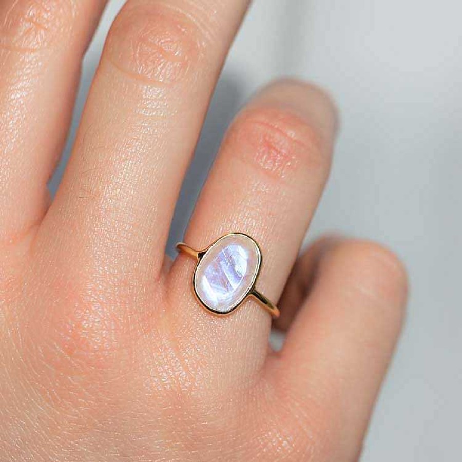 Local Eclectic Selena Slice Ring In Moonstone