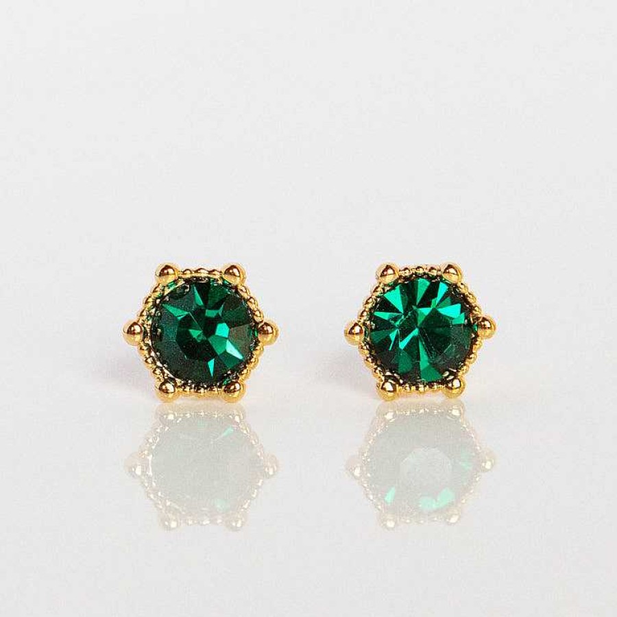 Local Eclectic Astrid Stud Earrings In Emerald