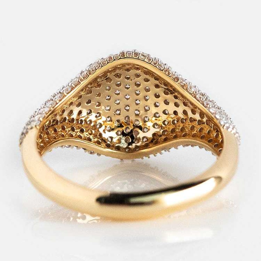 Local Eclectic 14K Solid Gold Pave Diamond Statement Ring