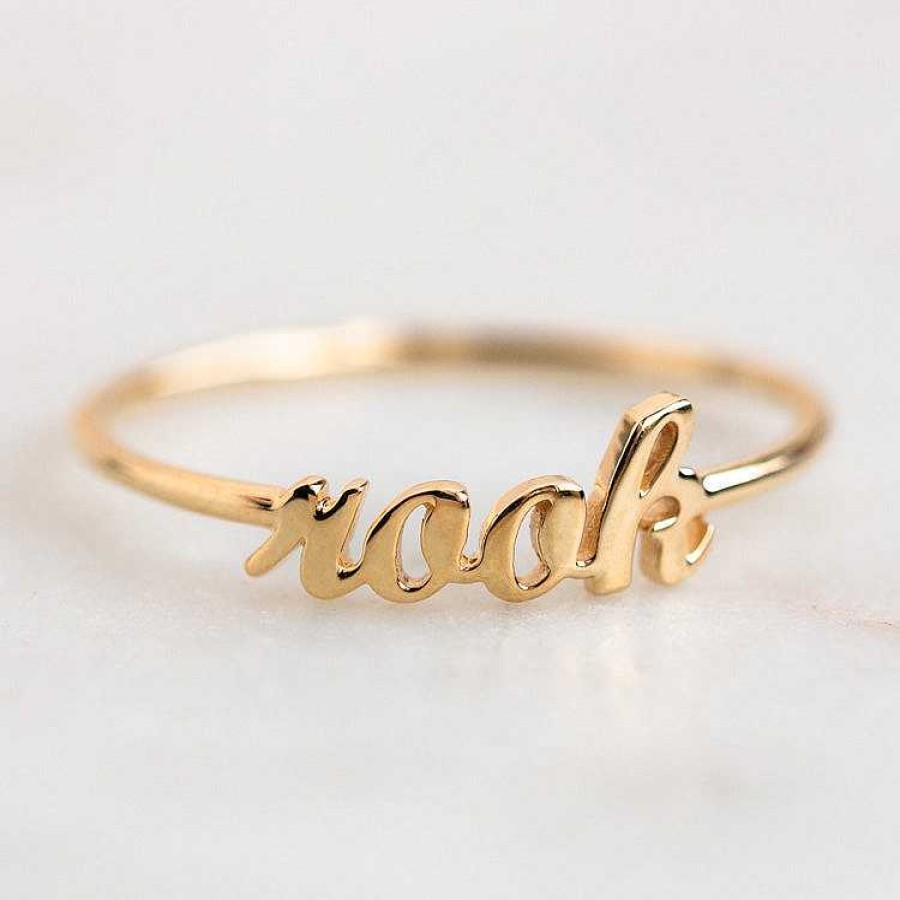 Local Eclectic Say My Name 14K Custom Cursive Letter Ring