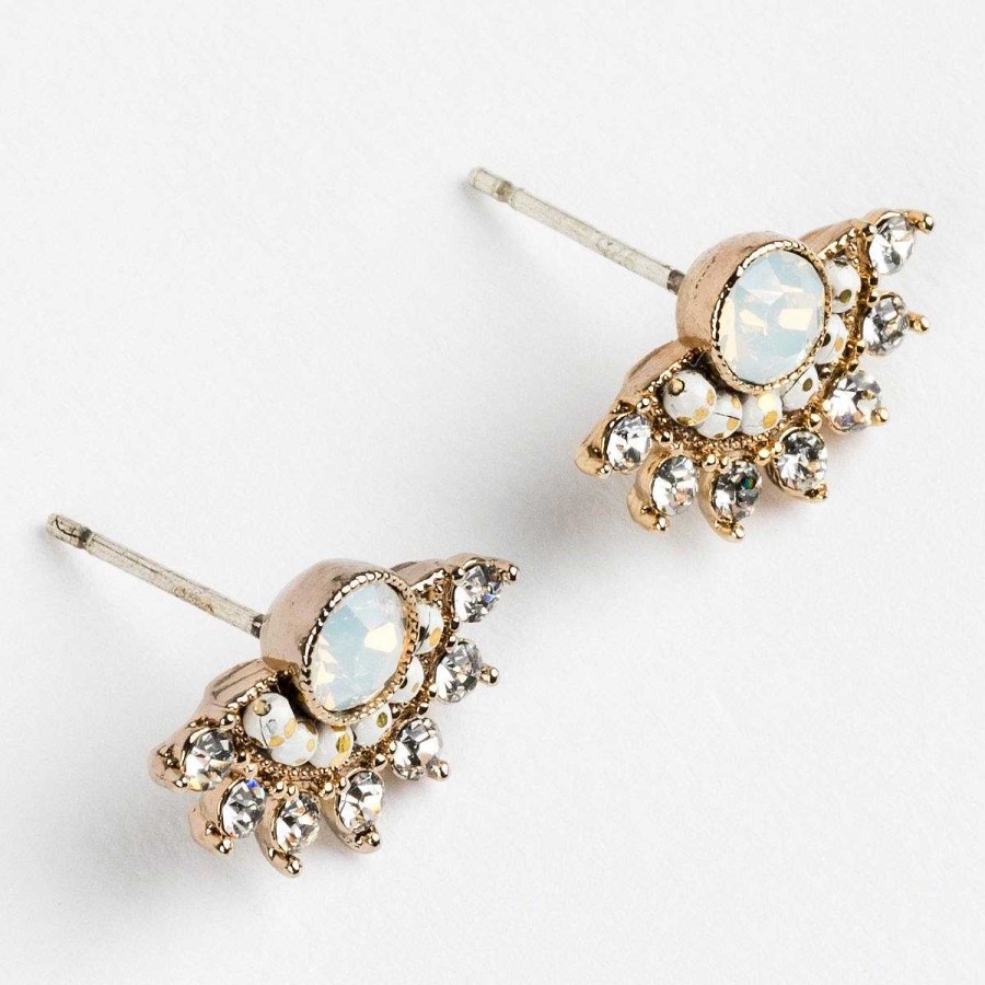 Local Eclectic Nico Fan Earrings In White Opal