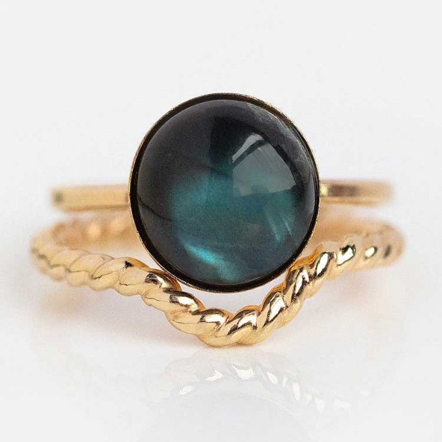 Local Eclectic Helm Labradorite Stacking Ring Set