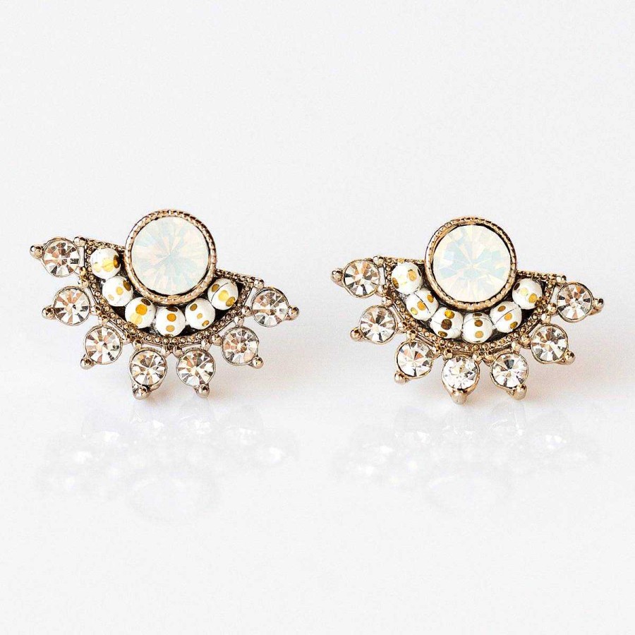 Local Eclectic Nico Fan Earrings In White Opal