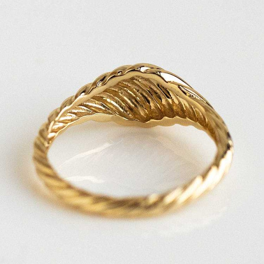 Local Eclectic Solid Gold Twisted Signet Ring