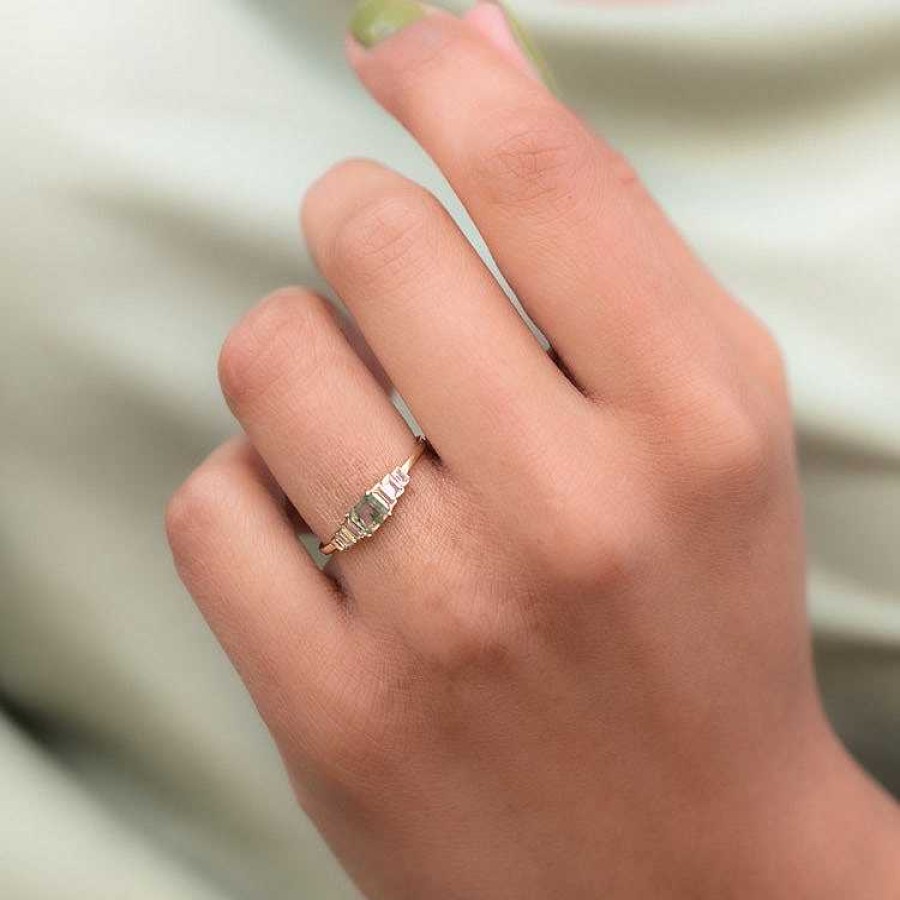 Local Eclectic Solid Gold Aquatic Agate Ring For Grounding