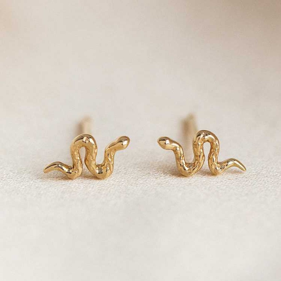 Local Eclectic Solid Gold Slither Snake Studs