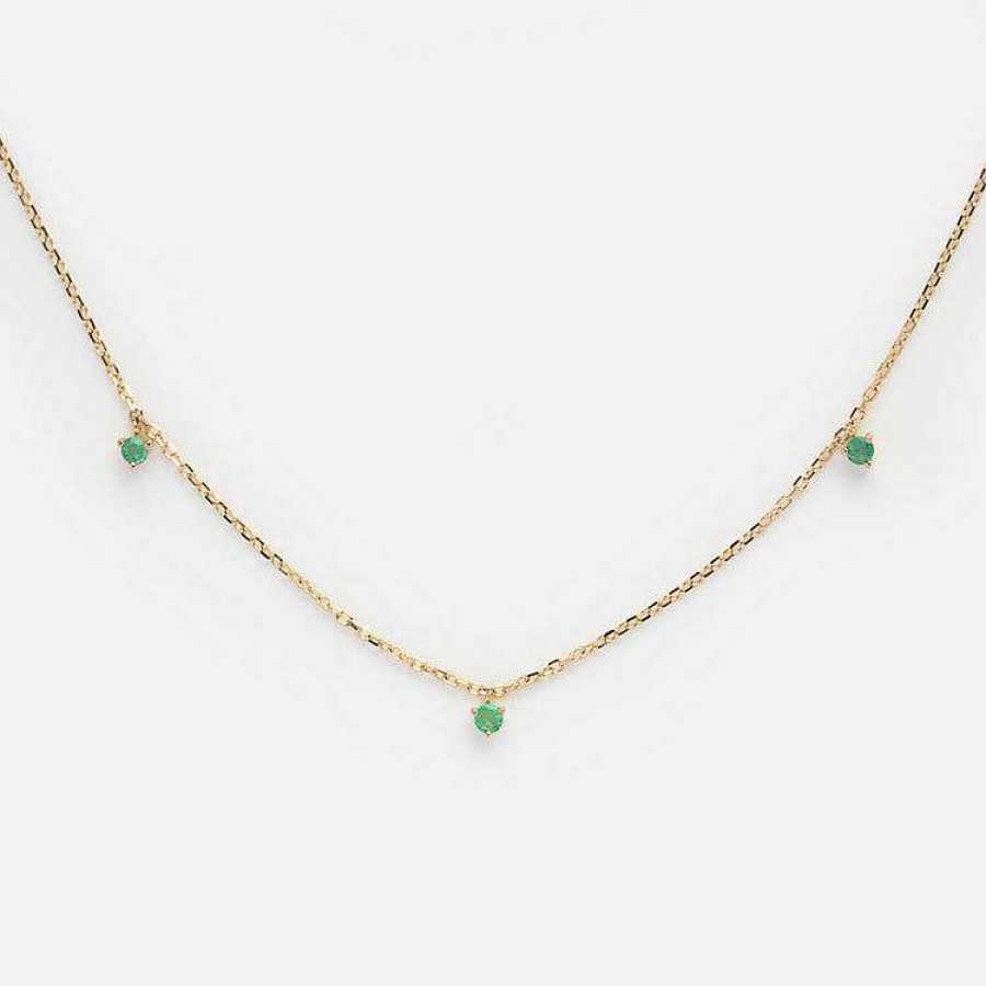 Local Eclectic Solid Gold May Capsule Emerald Charm Necklace