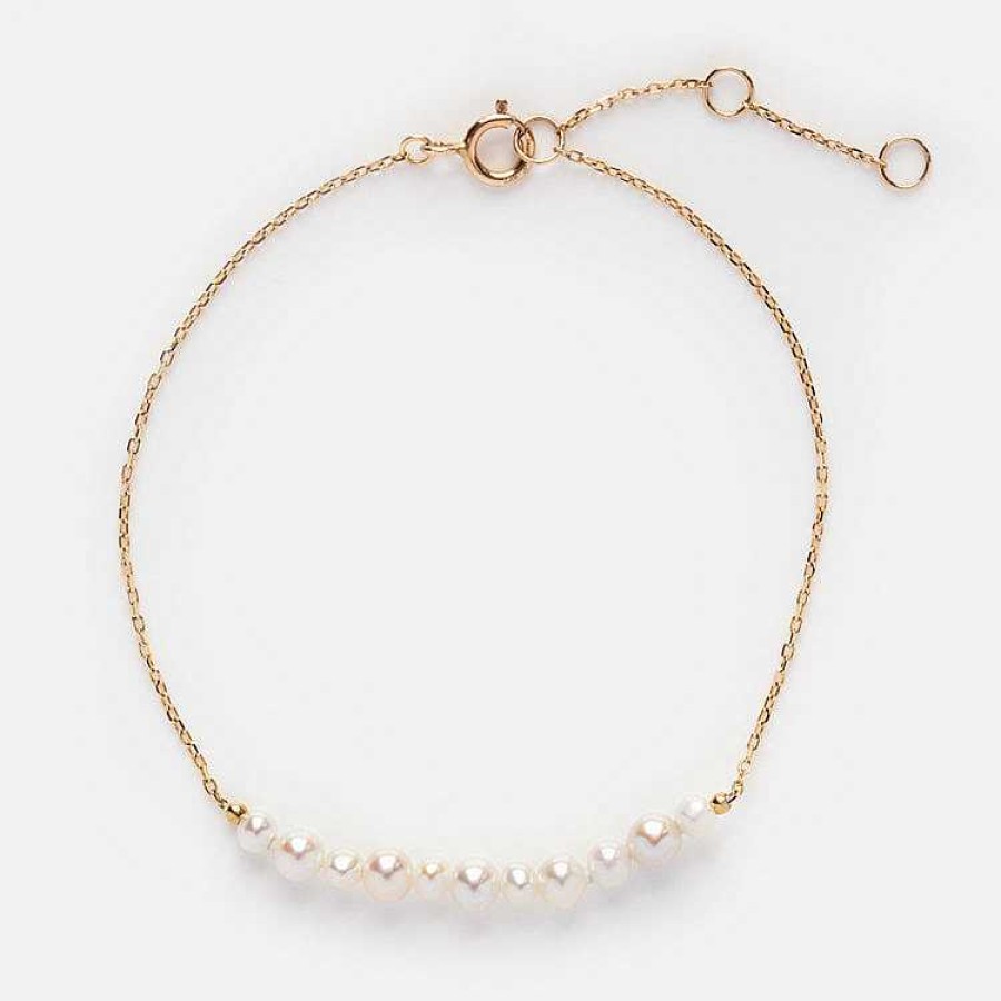 Local Eclectic Solid Gold Pearl Strand Bracelet