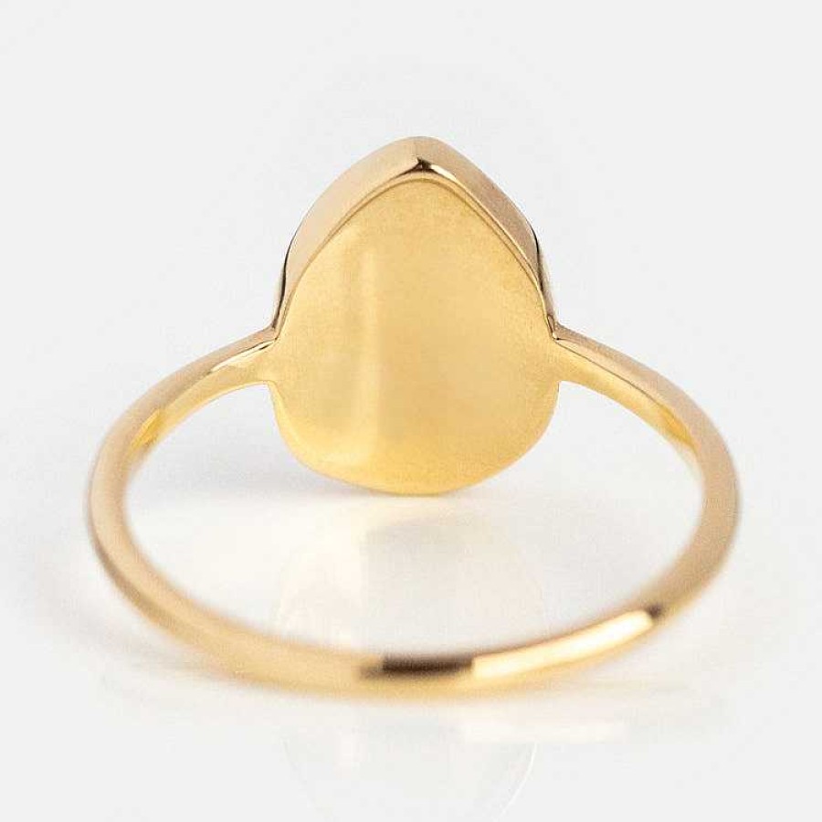 Local Eclectic Solid Gold Opal And Mother Of Pearl Organic Teardrop Ring