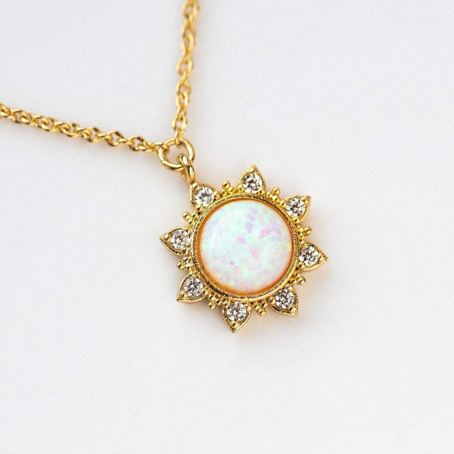 Local Eclectic White Opal Sun Necklace